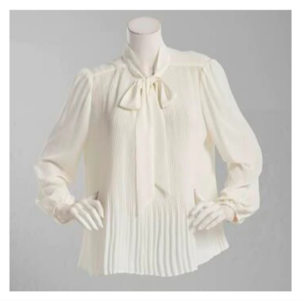 Nanette Lapore Sheer Beige Ruffle Sleeve Blouse, Size xs
